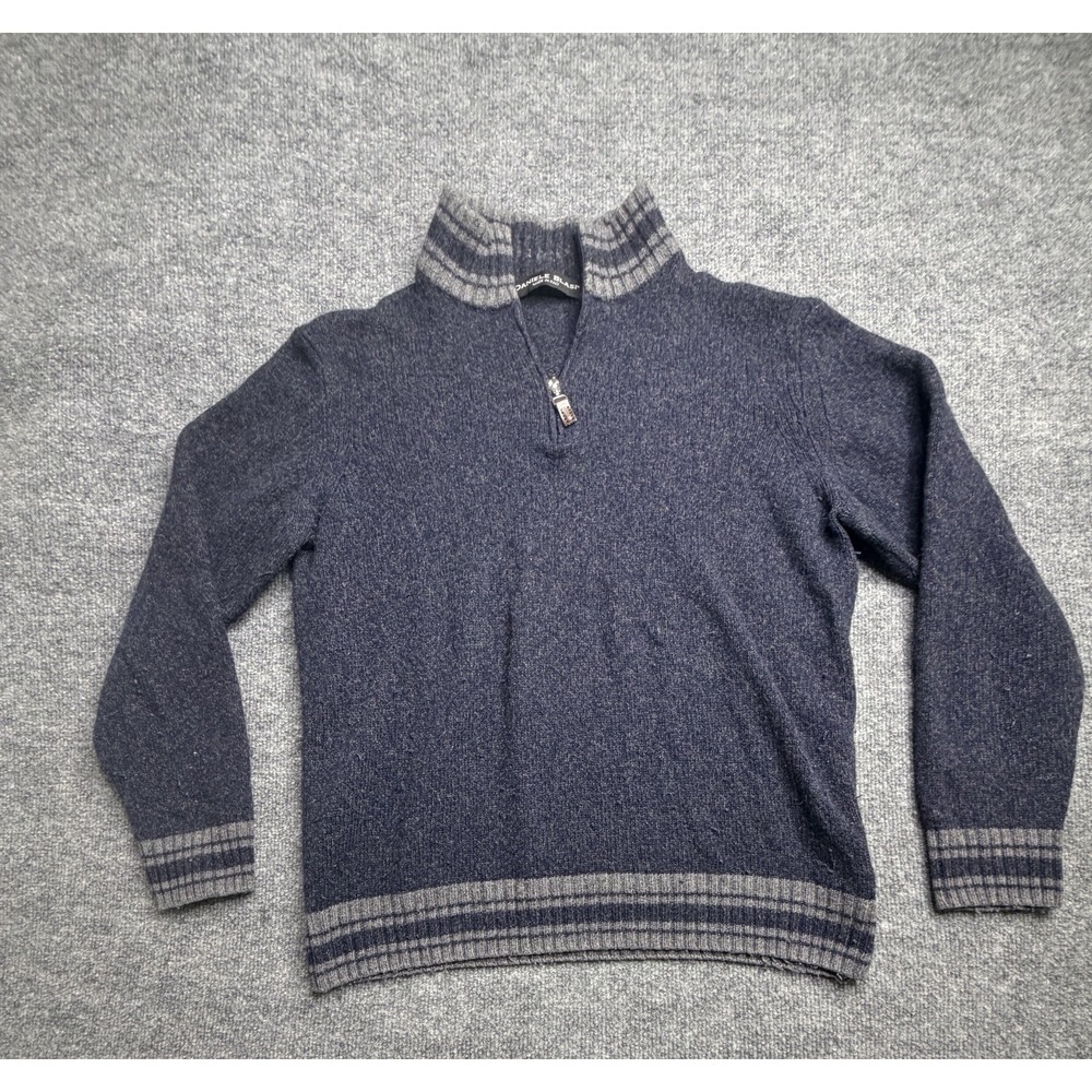 Daniele Blasi Sweater Mens Large Navy Blue Wool Blend 1/4 Zip Made In Italy